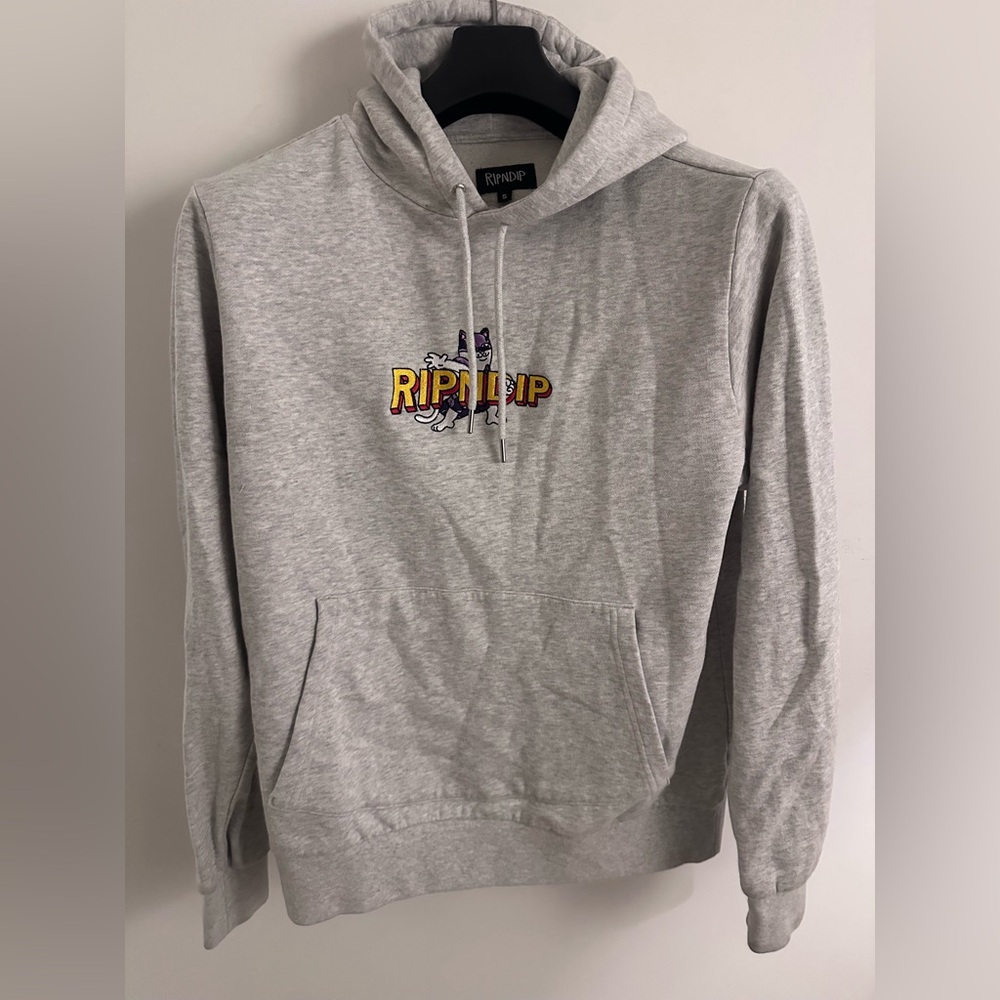 Ripndip Light Gray Hoodie with Embroidered Logo